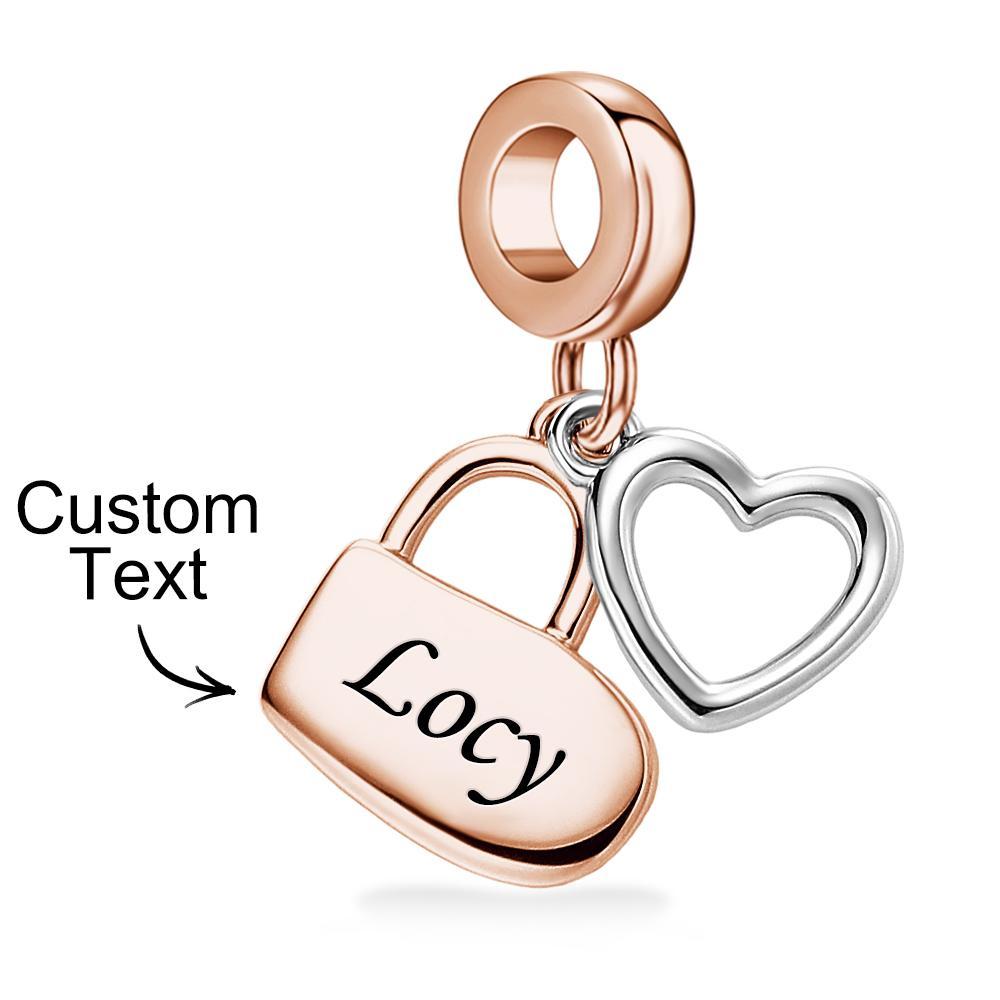 Custom Engraved Charm Love Lock Pendant Couple Gift - soufeeluk