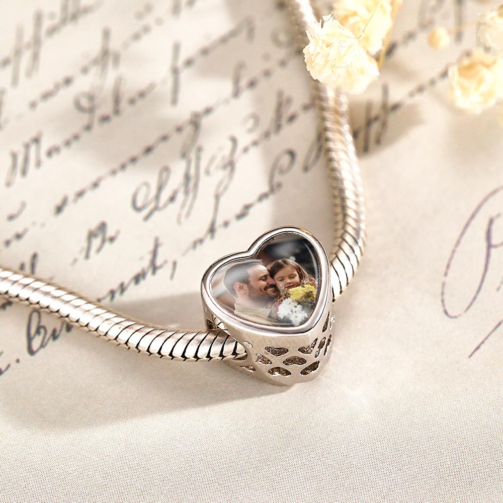 Custom Name Birthstone Heart Photo Charm Love Wings Heart Gift - soufeeluk