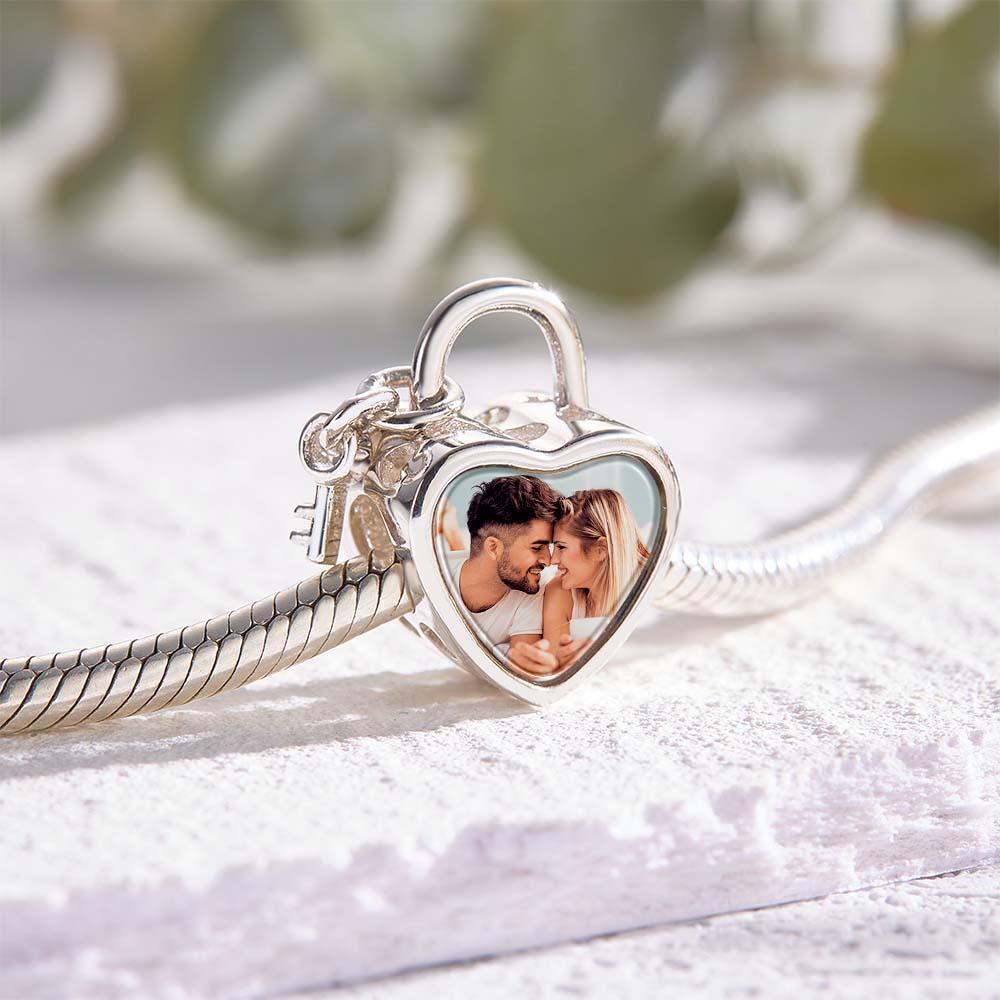 Personalised Photo Charm Love Heart Key Pendant Unique Gifts For Her - soufeeluk