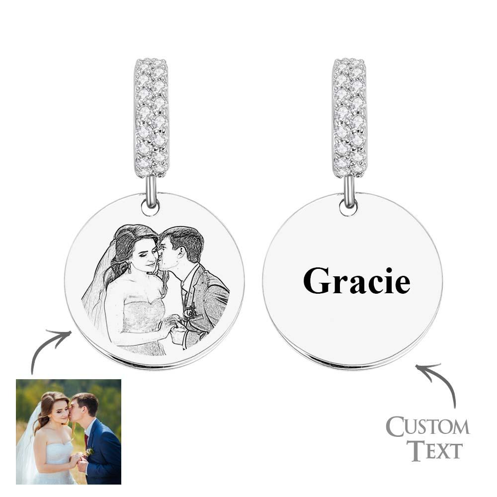 Custom Photo Engraved Charm Diamond Swing Couple Gift - soufeeluk
