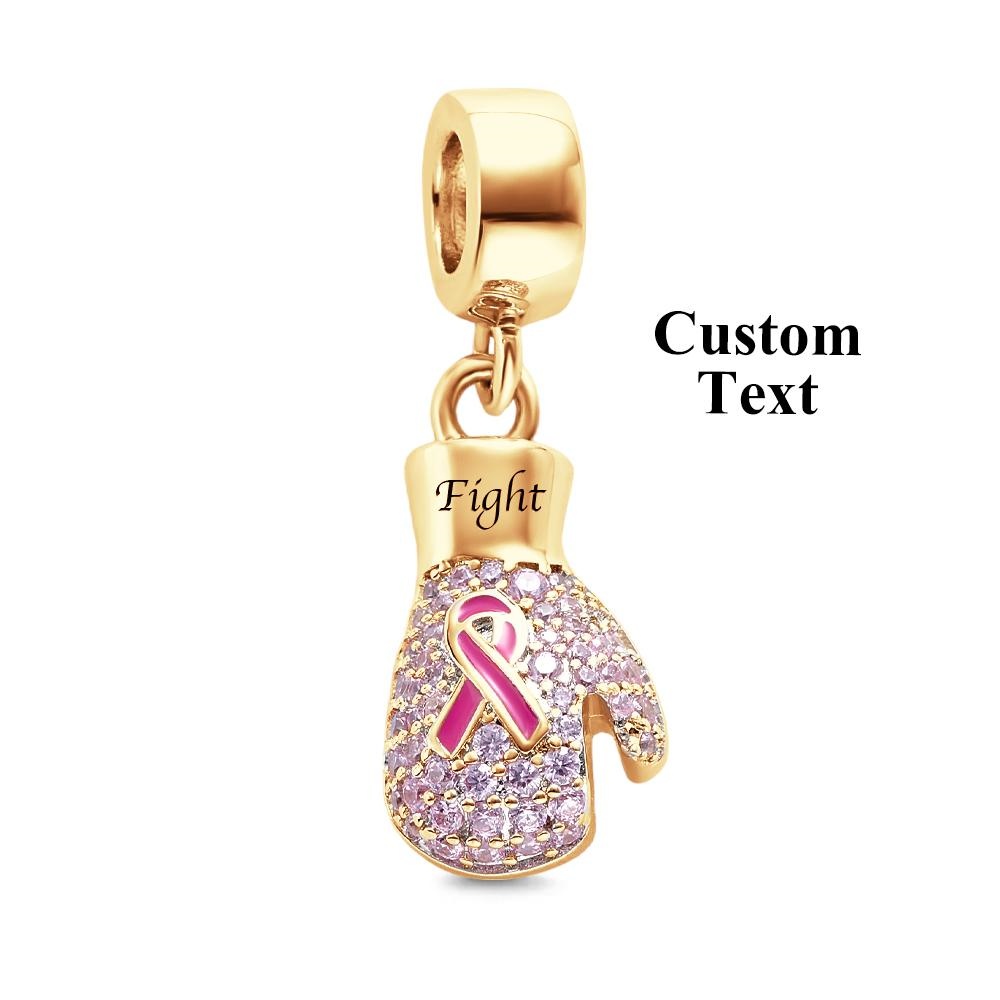 Engravable Charm Fight Breast Cancer Theme Delicate Pendant Bracelet Decor For Her