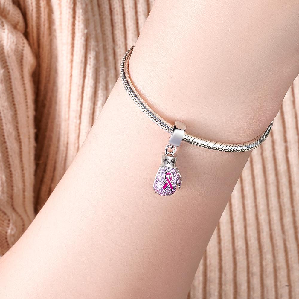 Engravable Charm Fight Breast Cancer Theme Delicate Pendant Bracelet Decor For Her - soufeeluk