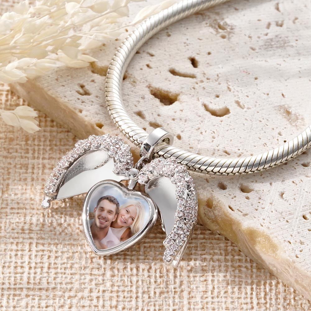 Angel Wing Openable Photo Charm With Text Fashionable Pendant Gifts For Her - soufeeluk