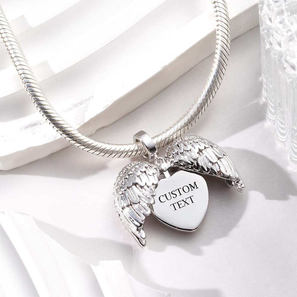 Angel Wing Openable Photo Charm With Text Fashionable Pendant Gifts For Her - soufeeluk