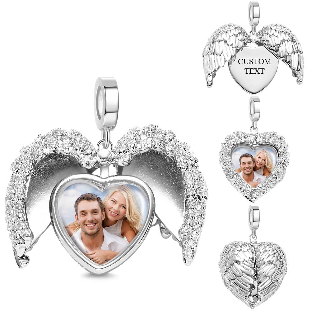 Angel Wing Openable Photo Charm With Text Fashionable Pendant Gifts For Her - soufeeluk