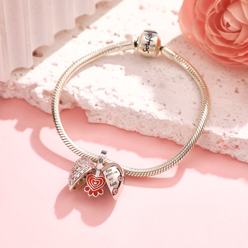 Custom Engraved Charm Love Paw Prints Diamond Gift - soufeeluk