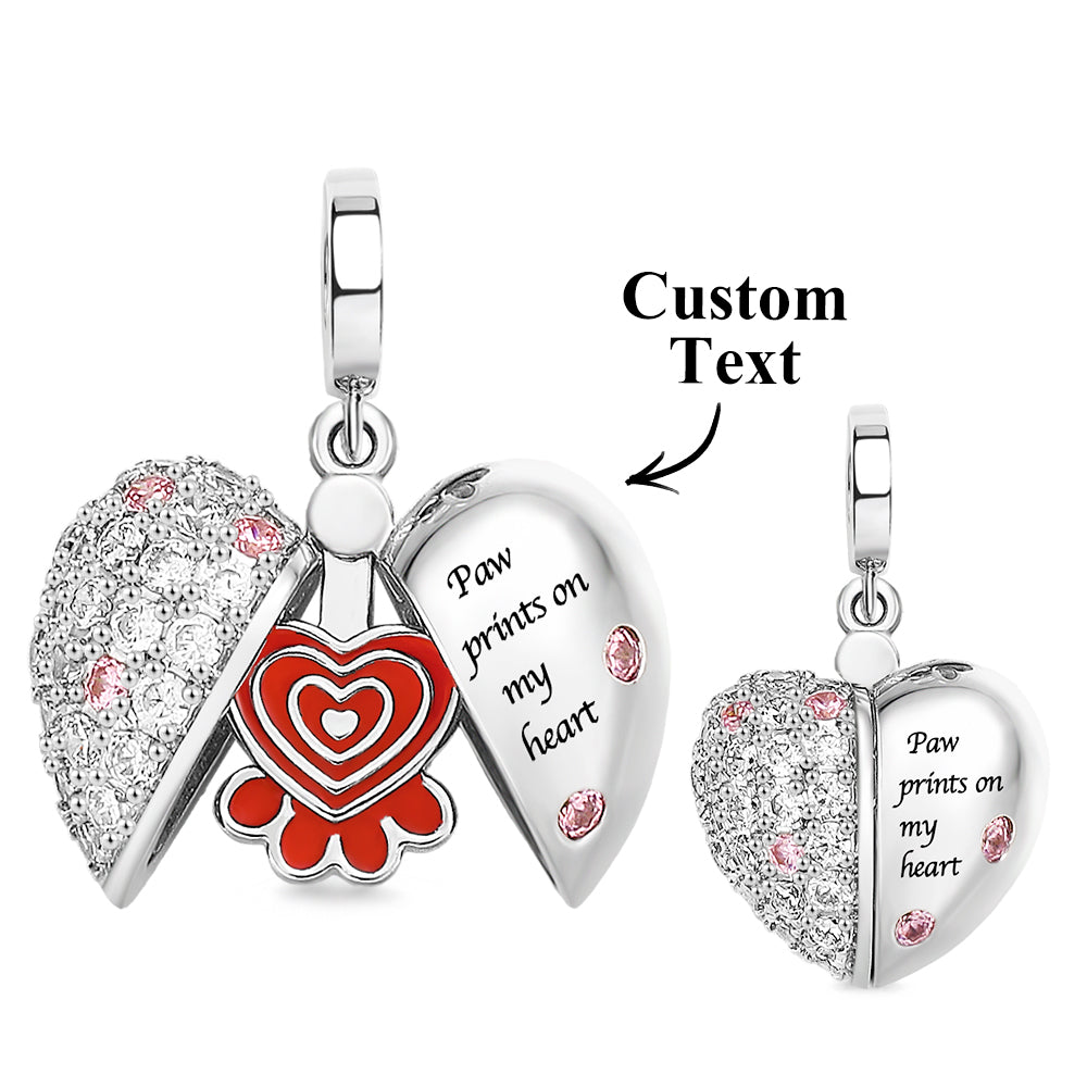 Custom Engraved Charm Love Paw Prints Diamond Gift - soufeeluk