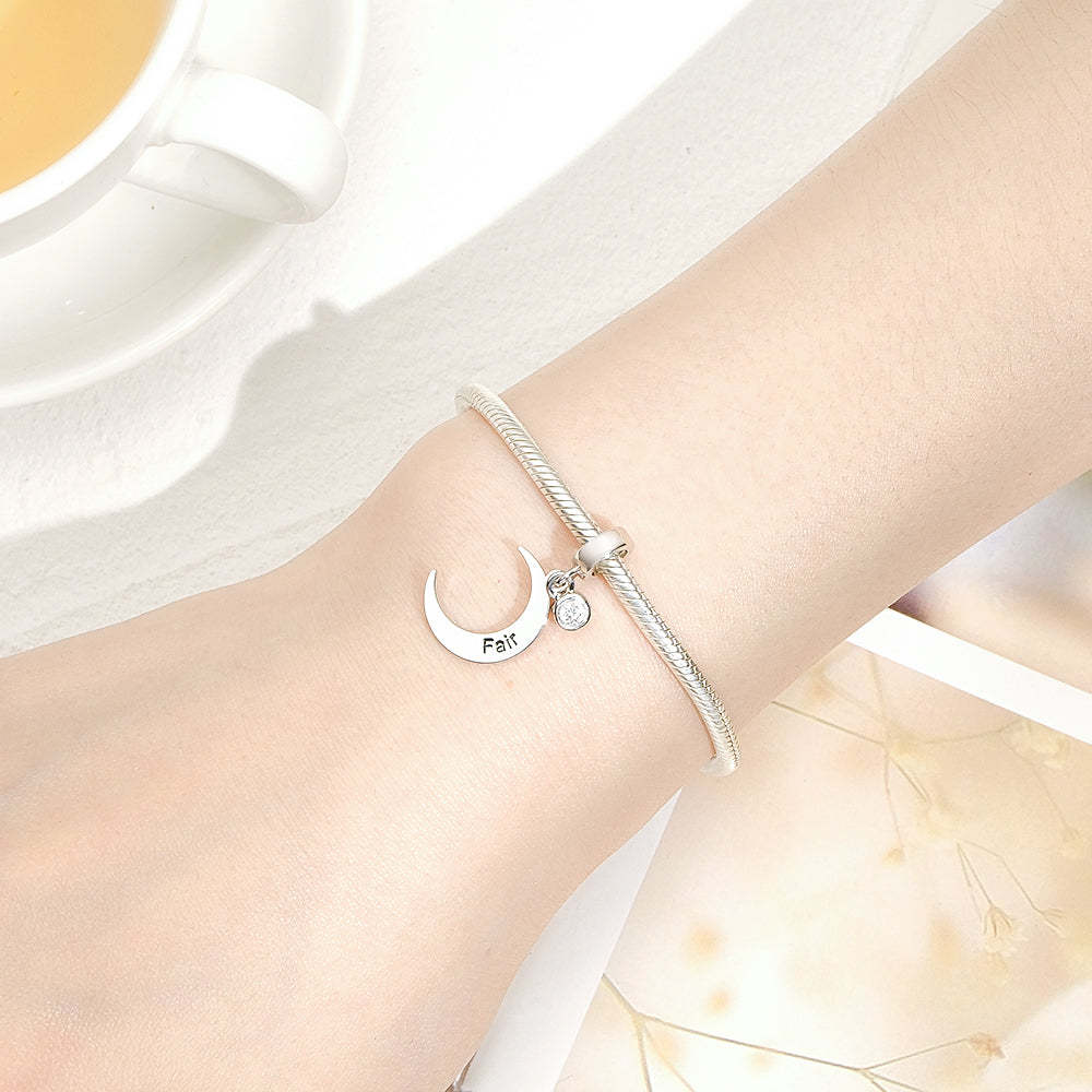 Custom Name Charm for Bracelets Moon Charms Gift for Mom Mother's Day Gifts - soufeeluk