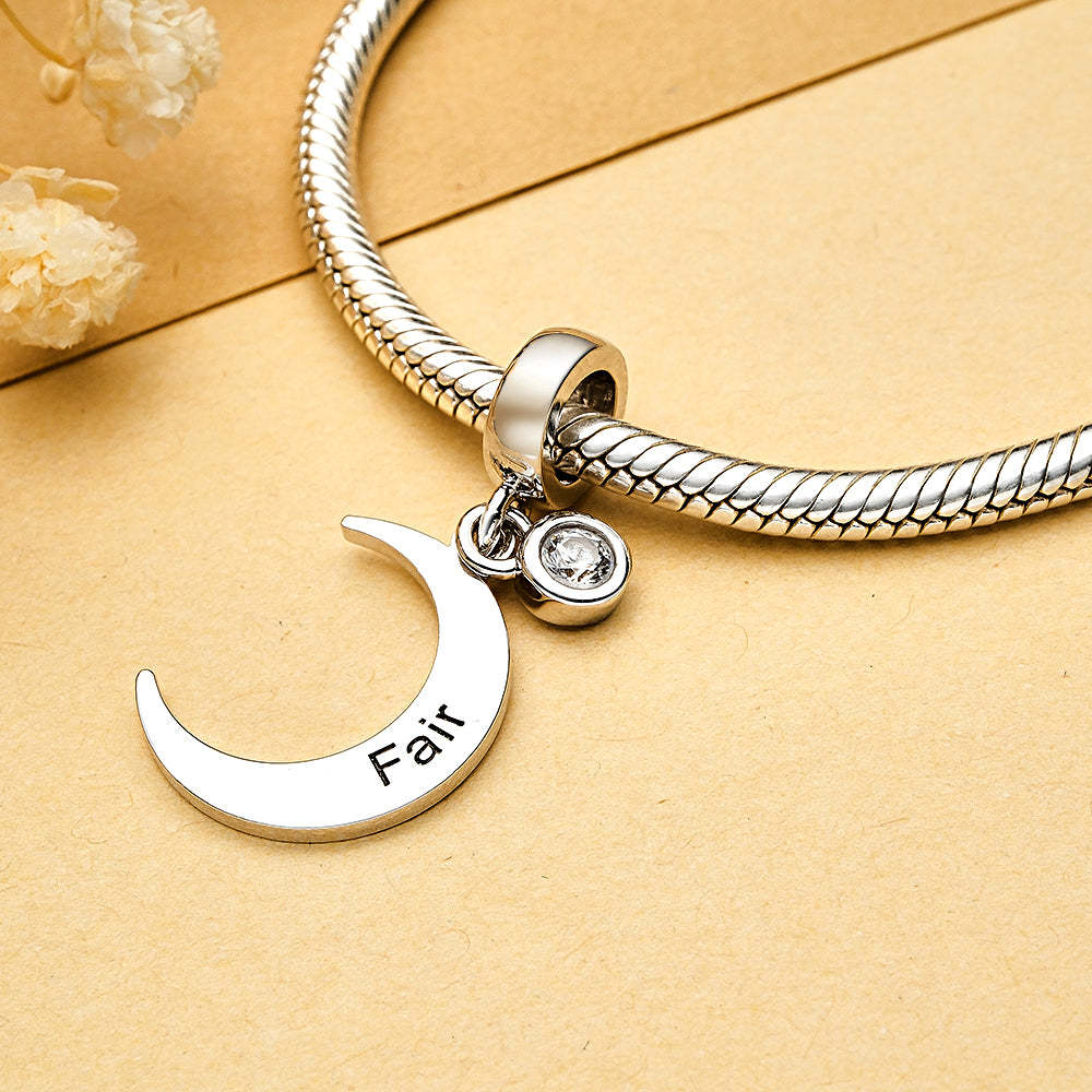 Custom Name Charm for Bracelets Moon Charms Gift for Mom Mother's Day Gifts - soufeeluk