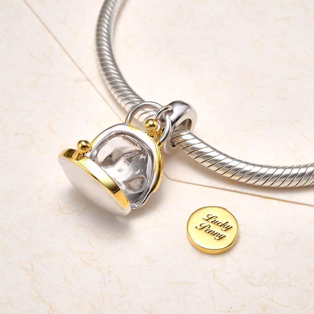 Custom Engraved Openable Charm Purse & Lucky Penny Pendant Gift For Her - soufeeluk