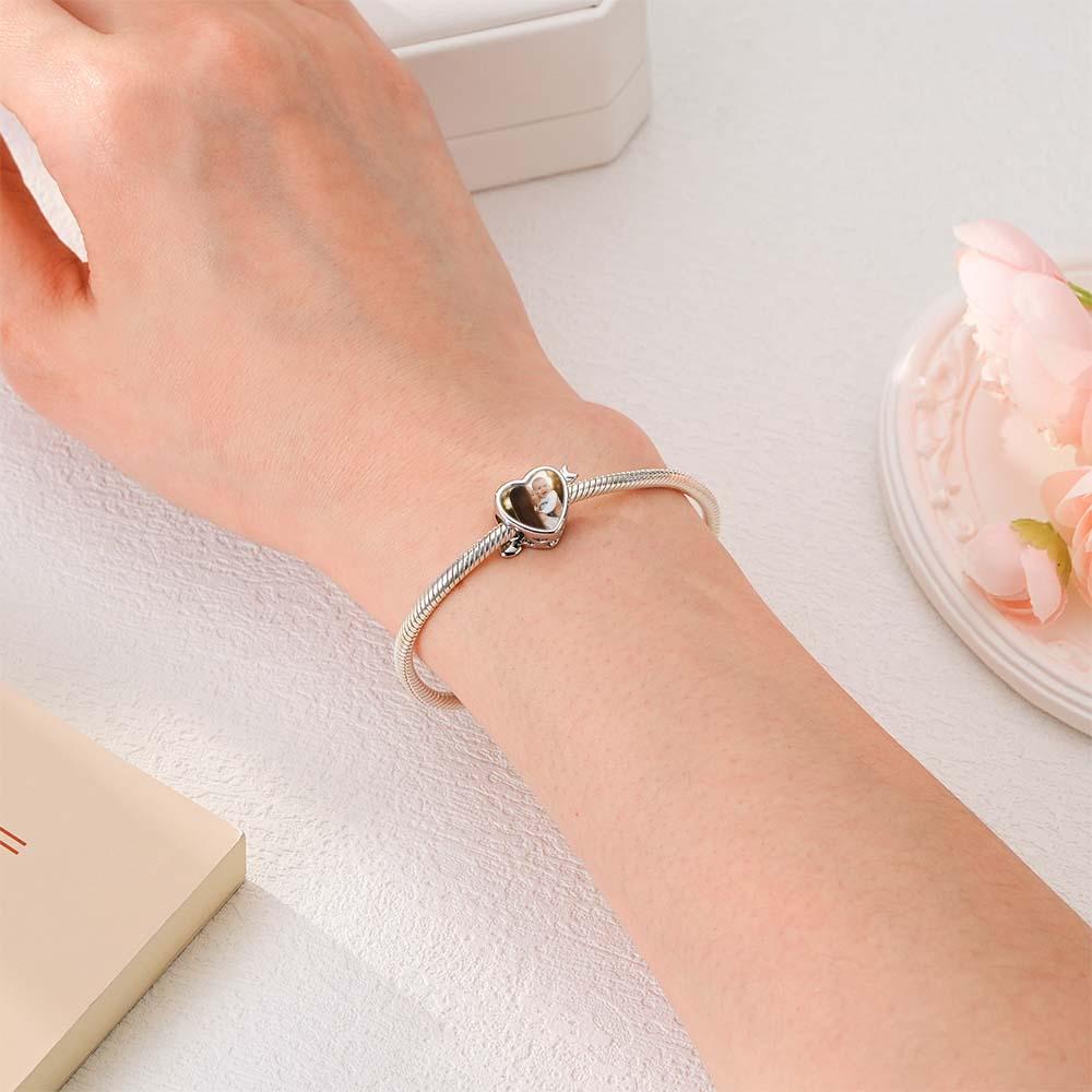 Custom Photo Charm Heart Arrow with Text Engraving on Back - soufeeluk