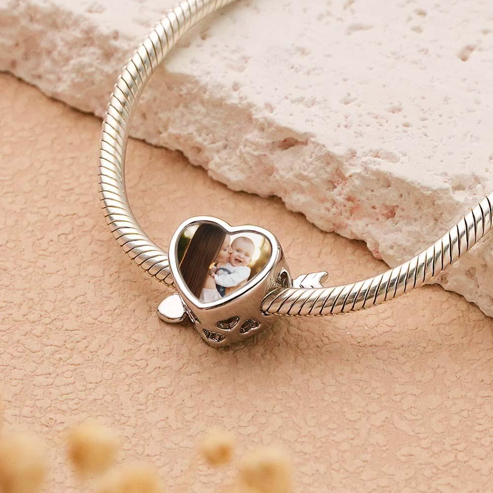 Custom Photo Charm Heart Arrow with Text Engraving on Back - soufeeluk