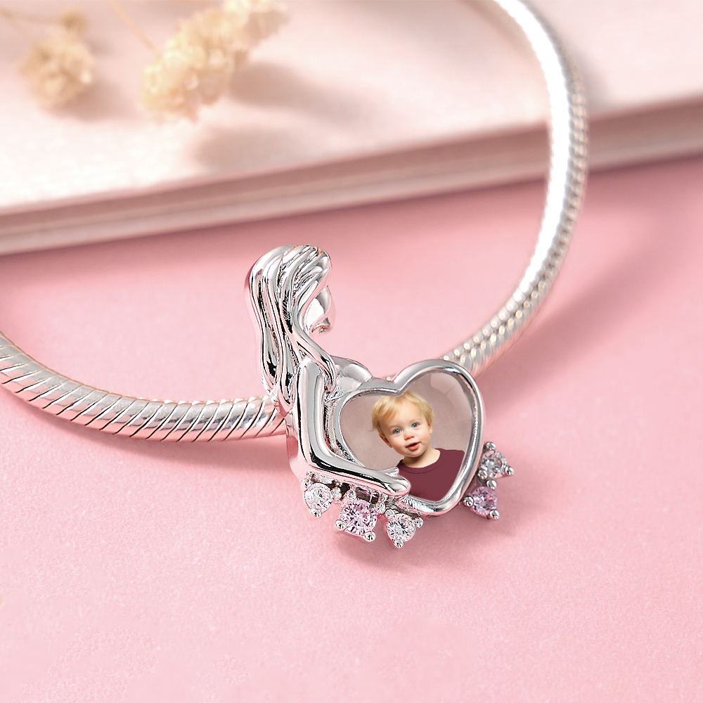 Personalised Photo Charm Engravable Maternity Charm for Mother's Day - soufeeluk