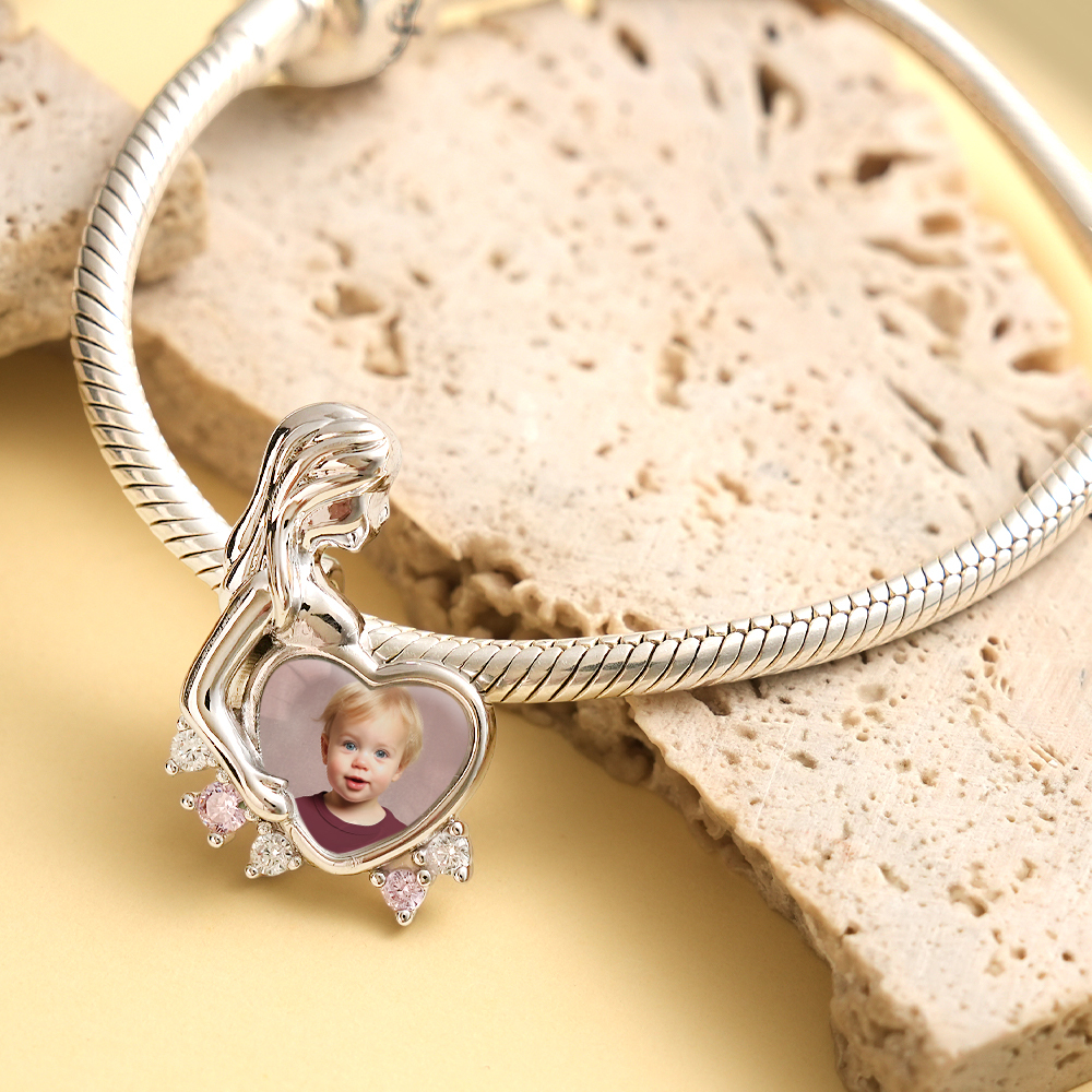 Personalised Photo Charm Engravable Maternity Charm for Mother's Day - soufeeluk