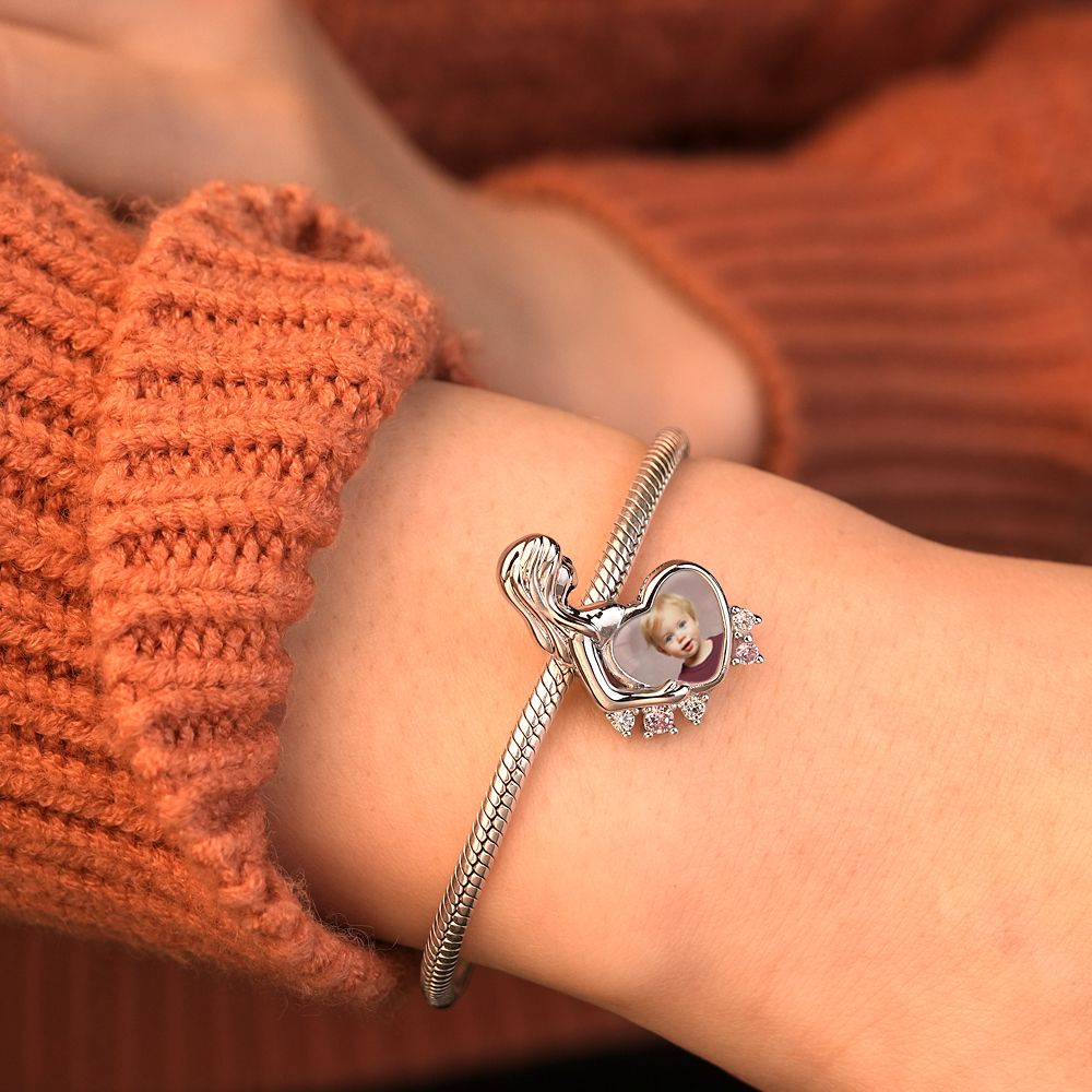 Personalised Photo Charm Engravable Maternity Charm for Mother's Day - soufeeluk