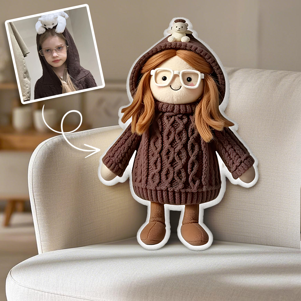 Personalized Photo Plush Doll Pillow Mini Me Plush Pillows Gifts for Kids - soufeeluk