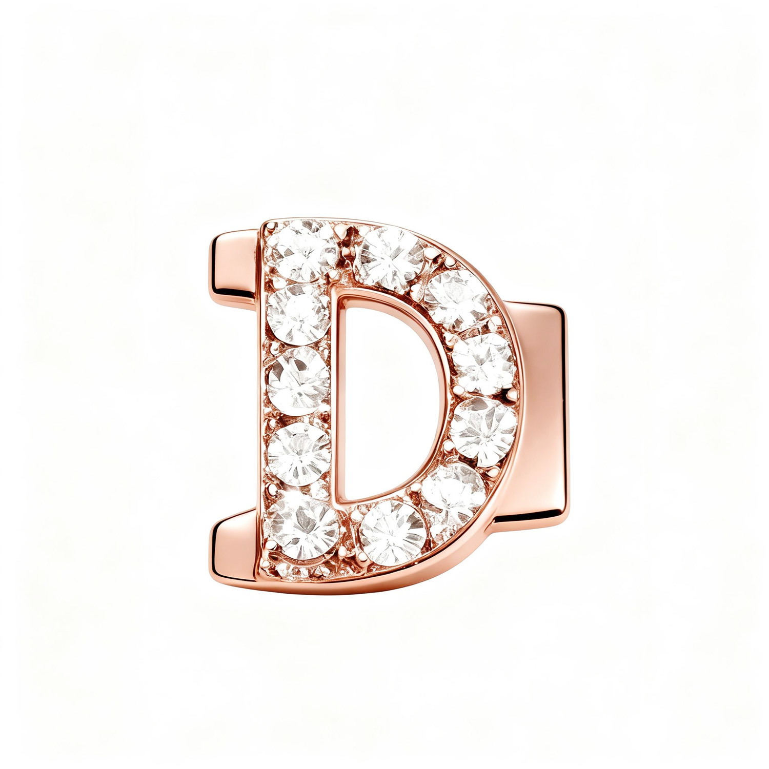 Letter With Diamond D Charm - Rose Gold - soufeeluk