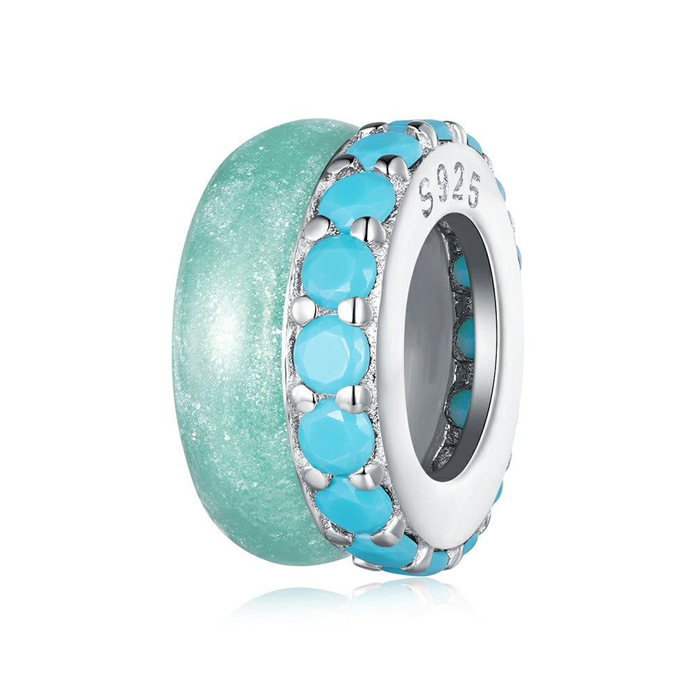 blue zircon stopper charm spacer charm 925 sterling silver dp101