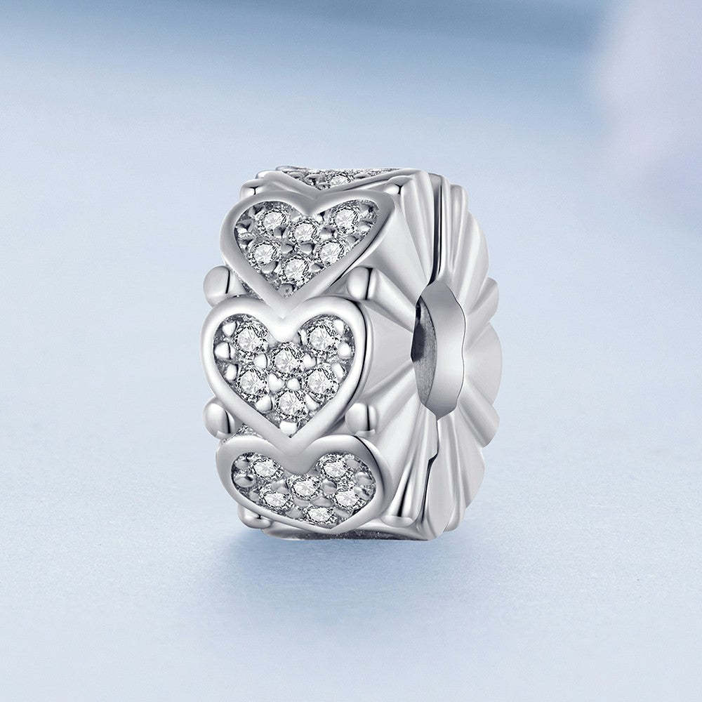 heart shaped stopper charm spacer charm 925 sterling silver dp116