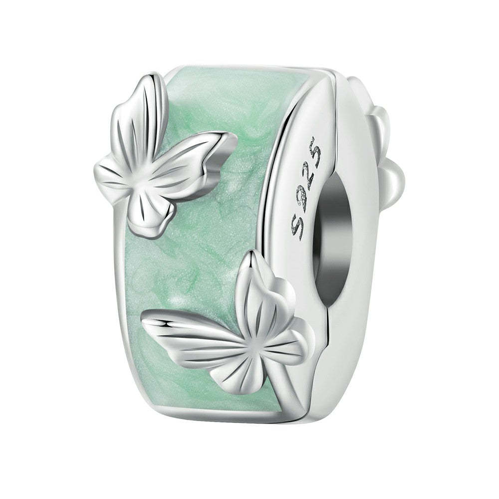 green butterflies stopper charm spacer charm 925 sterling silver dp131