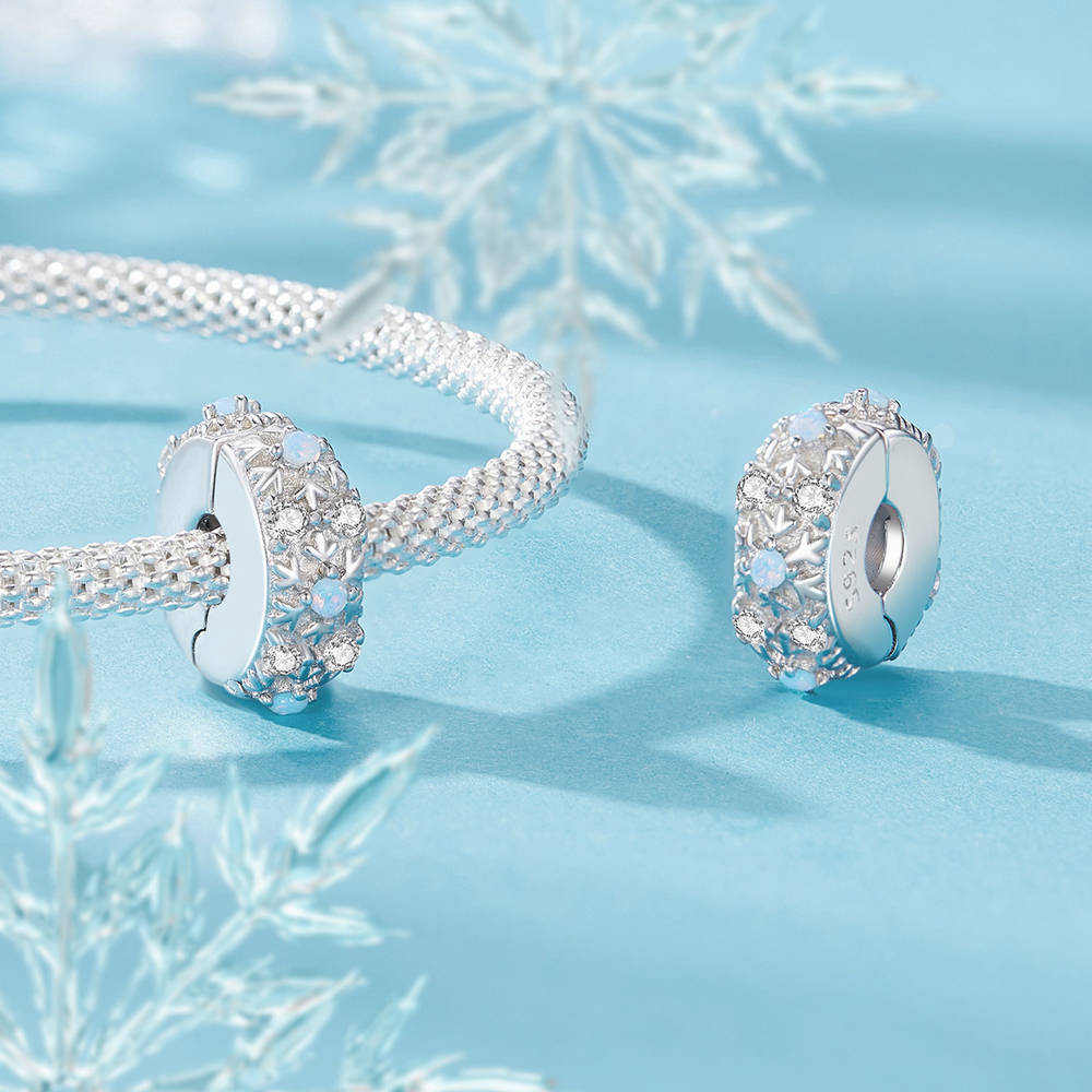 Snowflake Stopper Charm Spacer Charm Silver Christmas Gifts - soufeeluk