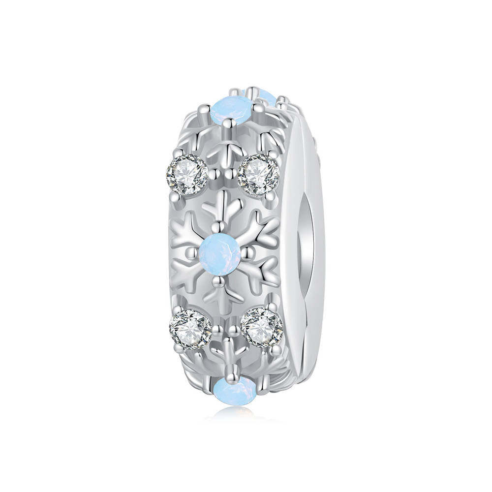 Snowflake Stopper Charm Spacer Charm Silver Christmas Gifts - soufeeluk