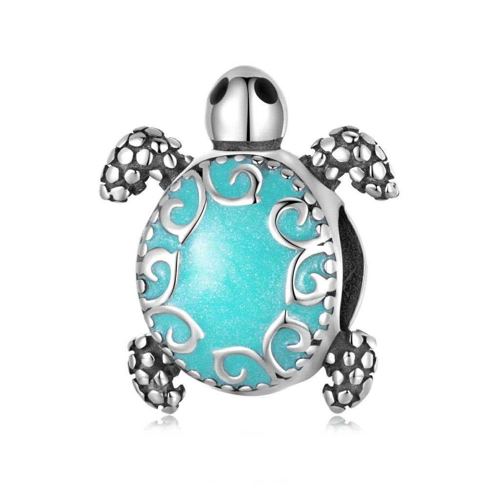 longevity sea turtle enamel charm 925 sterling silver dy1389