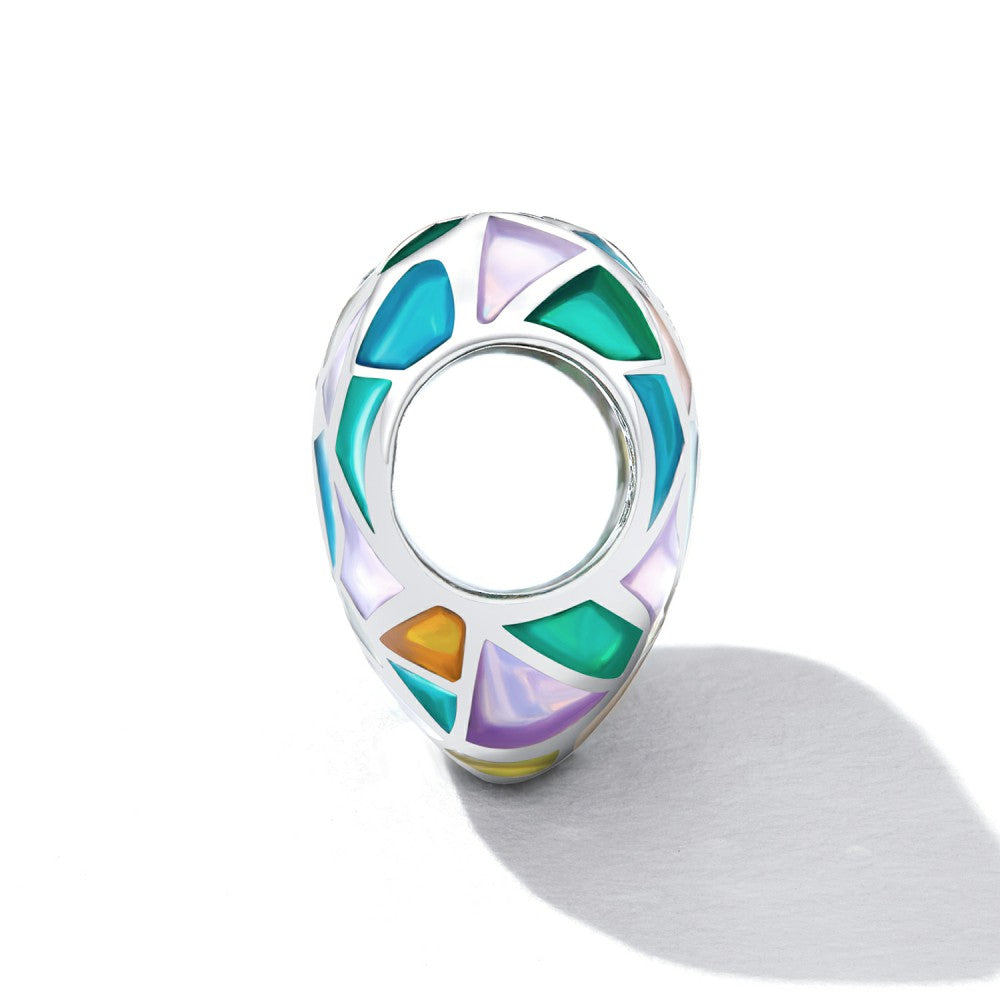 heart stained glass enamel charm 925 sterling silver dy1397