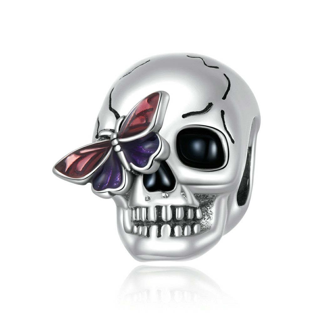 vintage skull enamel charm 925 sterling silver halloween gifts dy1400