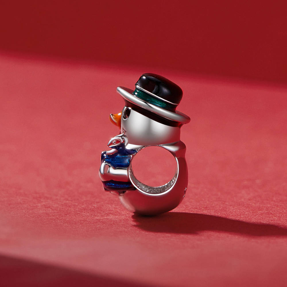 Christmas Snowman Enamel Charm Silver Christmas Gifts - soufeeluk