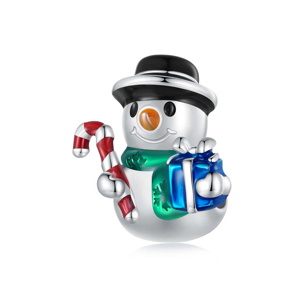 Christmas Snowman Enamel Charm Silver Christmas Gifts - soufeeluk