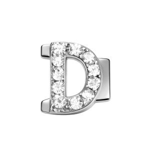 Letter With Diamond D Charm - Silver