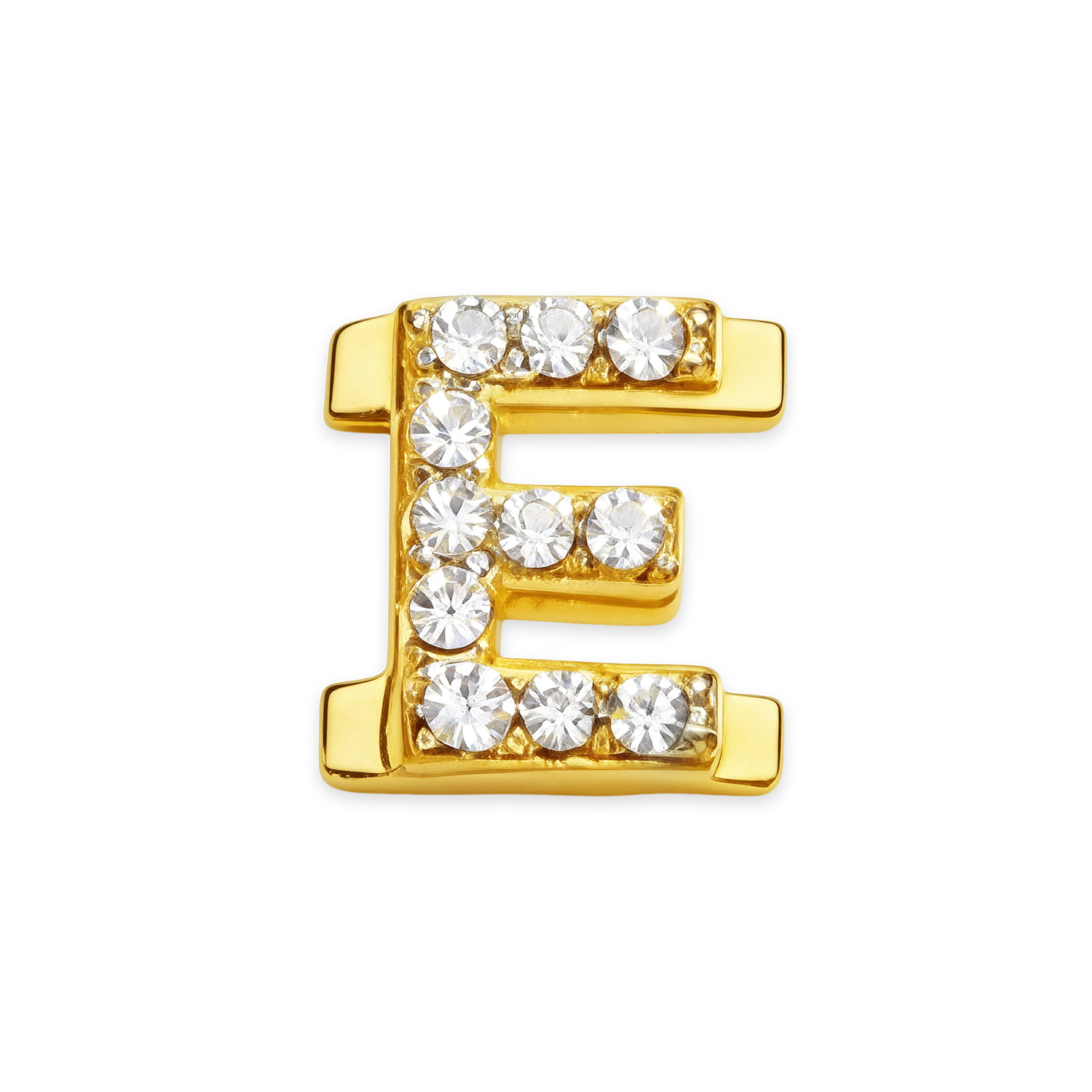 Letter With Diamond E Charm - Gold - soufeeluk