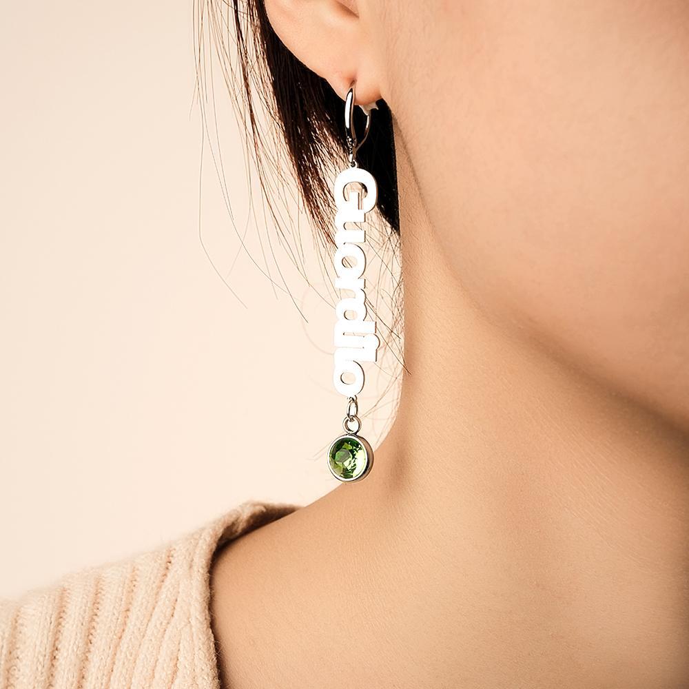 Custom Name Birthstone Earrings Simple Gifts for Girlfriend - soufeeluk
