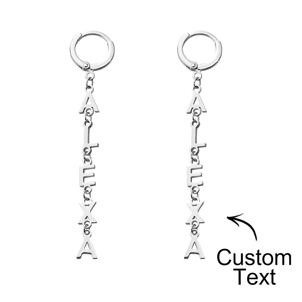 Custom Name Earrings Vertical Name Simple Style Gifts - soufeeluk