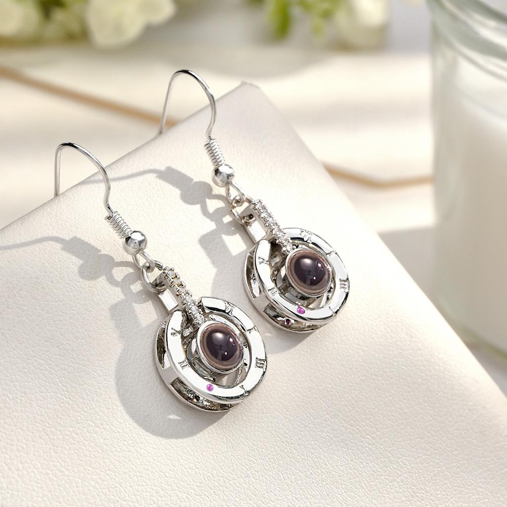 Custom Projection Earring Exquisite Circular Pendant Gifts - soufeeluk