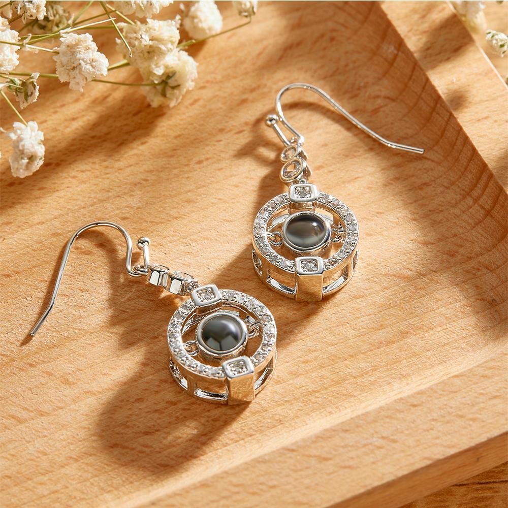 Custom Photo Projection Earring Elegant Diamond Gifts for Girl - soufeeluk