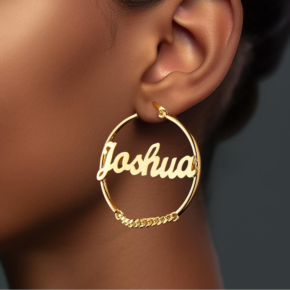 Personalised Hip Hop Name Earrings Vintage Chain Earrings Fashion Jewellery Gift For Women - soufeeluk