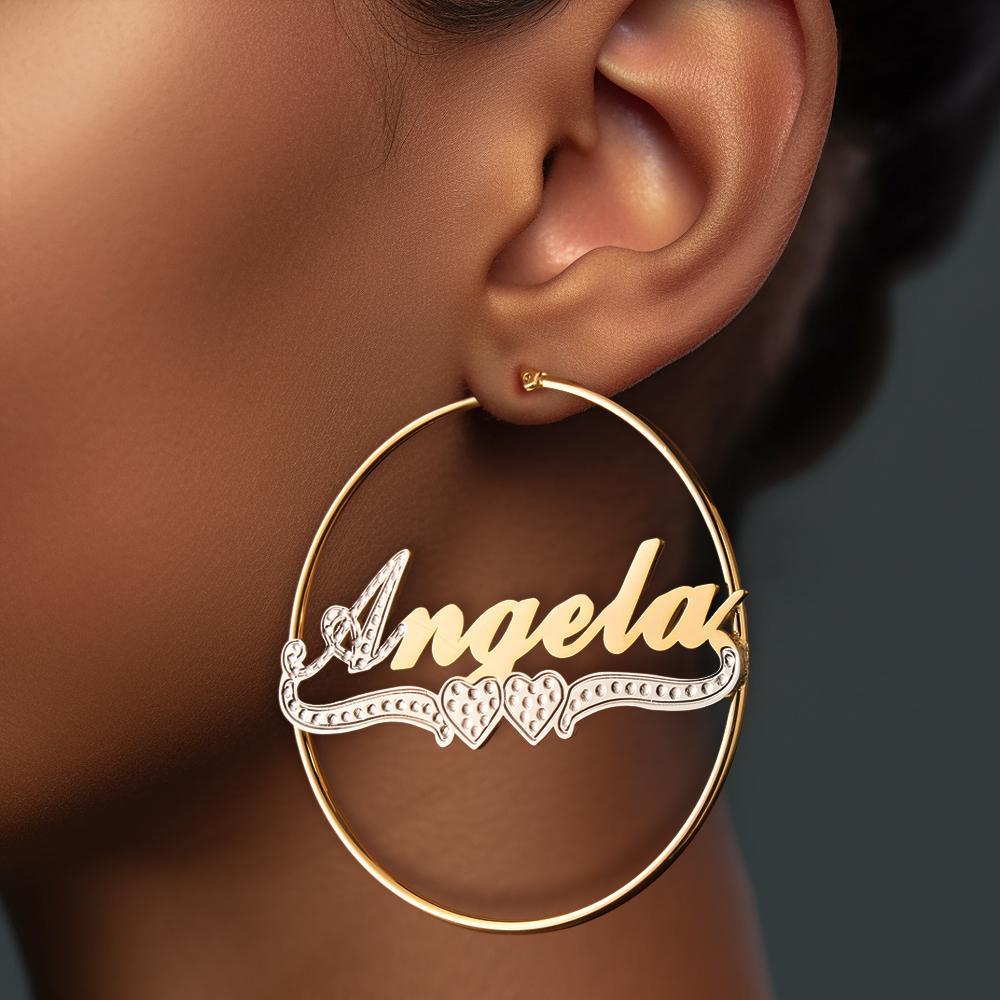 Personalised Hip Hop Name Earrings Initial Name Hoop Earrings Elegant Jewellery Gift For Girls - soufeeluk