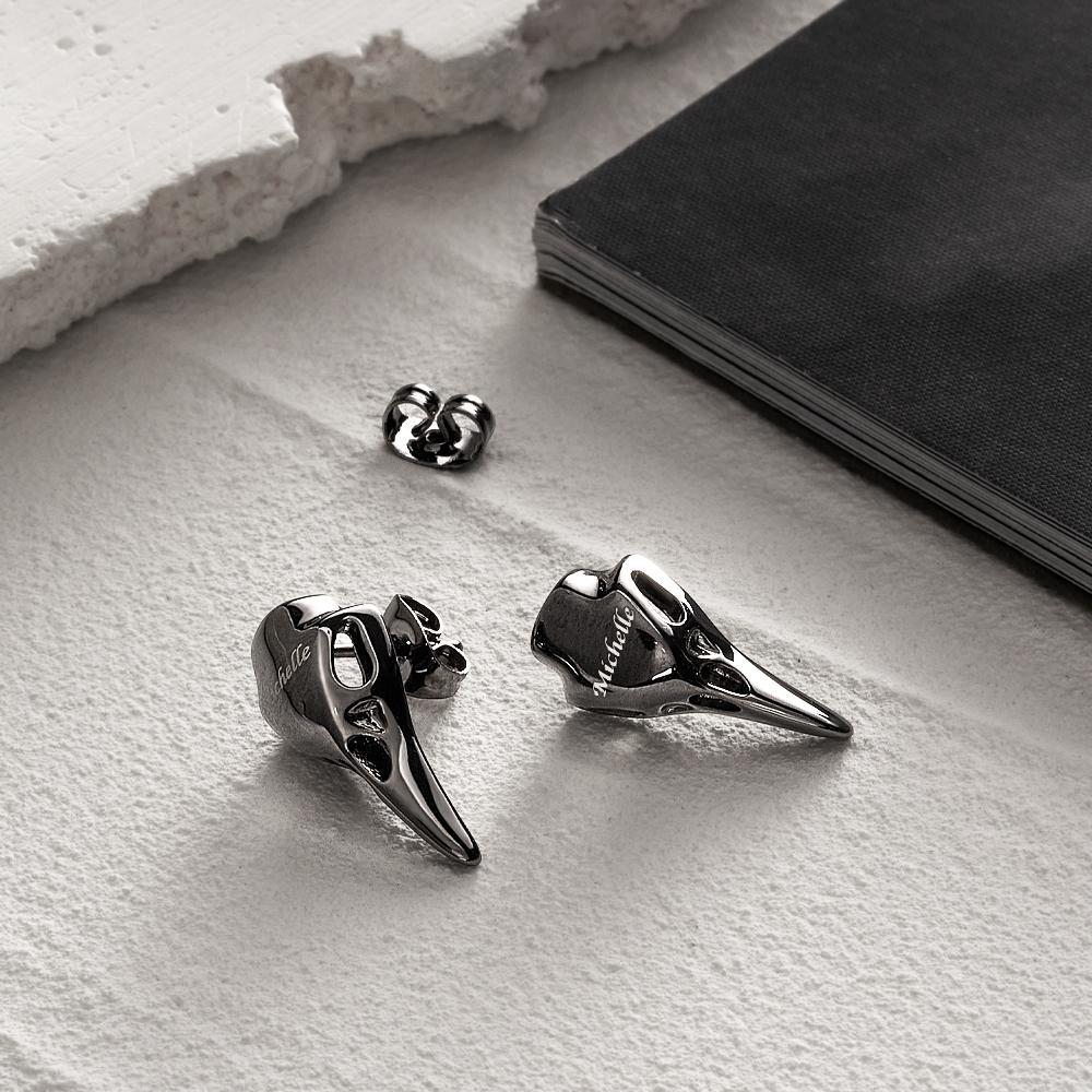 Custom Engraved Black Raven Earrings Faith Punk Gothic Earrings Gifts - soufeeluk