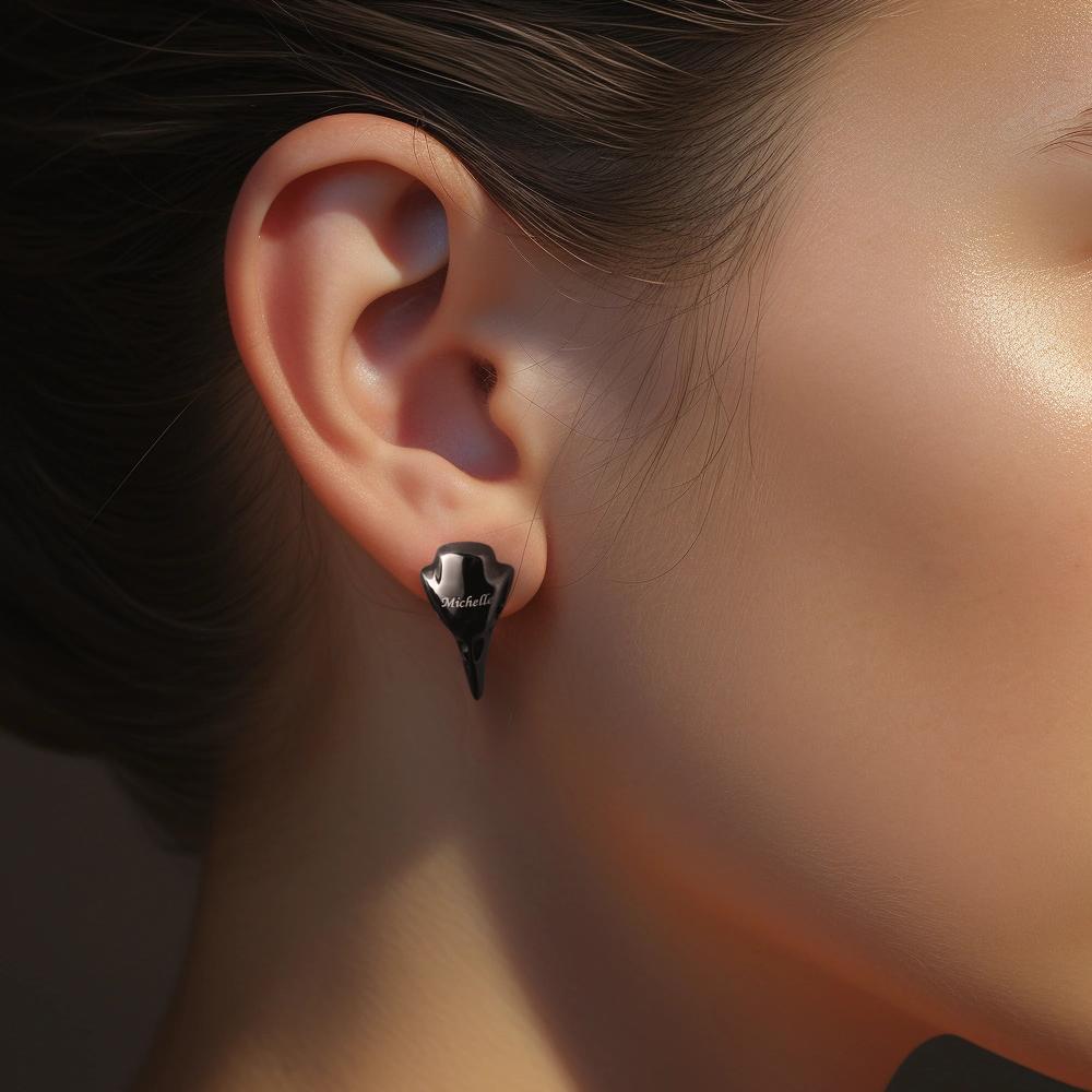 Custom Engraved Black Raven Earrings Faith Punk Gothic Earrings Gifts - soufeeluk