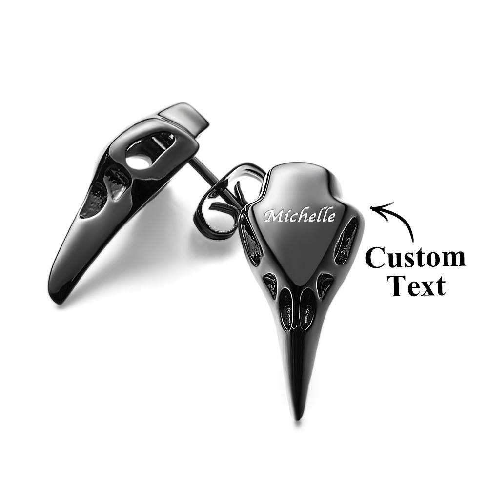 Custom Engraved Black Raven Earrings Faith Punk Gothic Earrings Gifts - soufeeluk