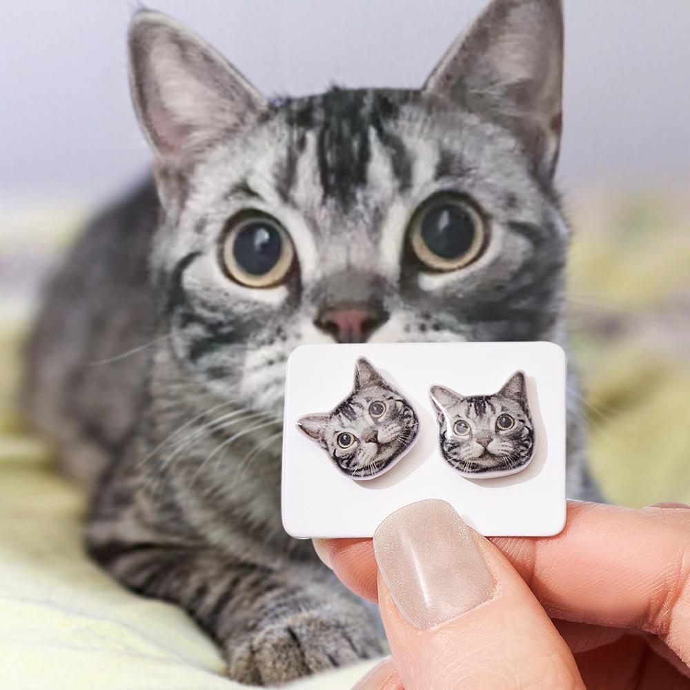 Custom Pet Face Earrings Personalised Photo Ear Studs Anti Allergy Gifts for Her - soufeeluk
