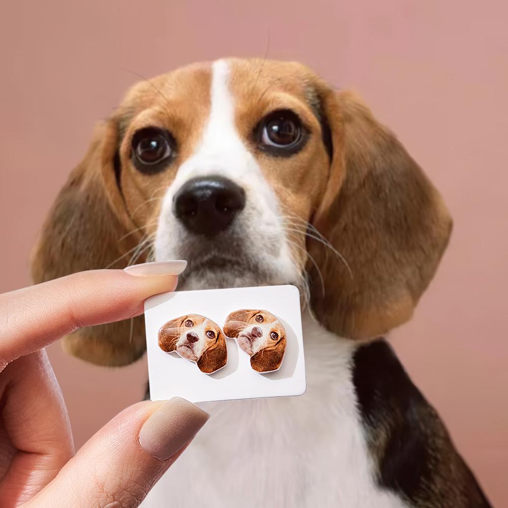 Custom Dog Face Earrings Personalised Photo Ear Studs Anti Allergy Gifts for Dog Mom - soufeeluk