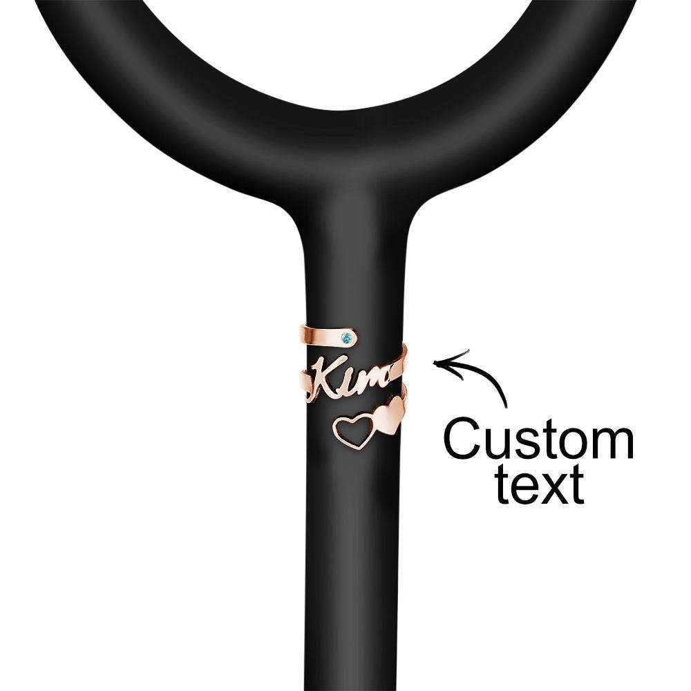Custom Name Stethoscope Accessory With Birthstone Personalised Heart Hollow Out Name Tag For Nurse - soufeeluk