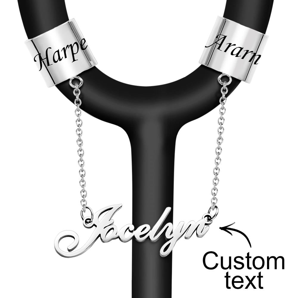 Double Name Tag Custom Engraved Chain Nameplate Stethoscope Decoration For Doctor - soufeeluk