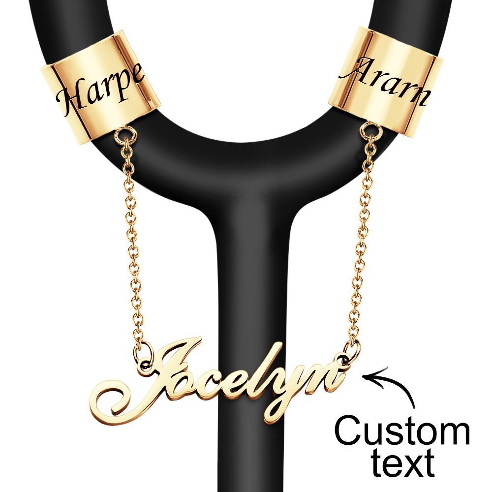 Double Name Tag Custom Engraved Chain Nameplate Stethoscope Decoration For Doctor - soufeeluk
