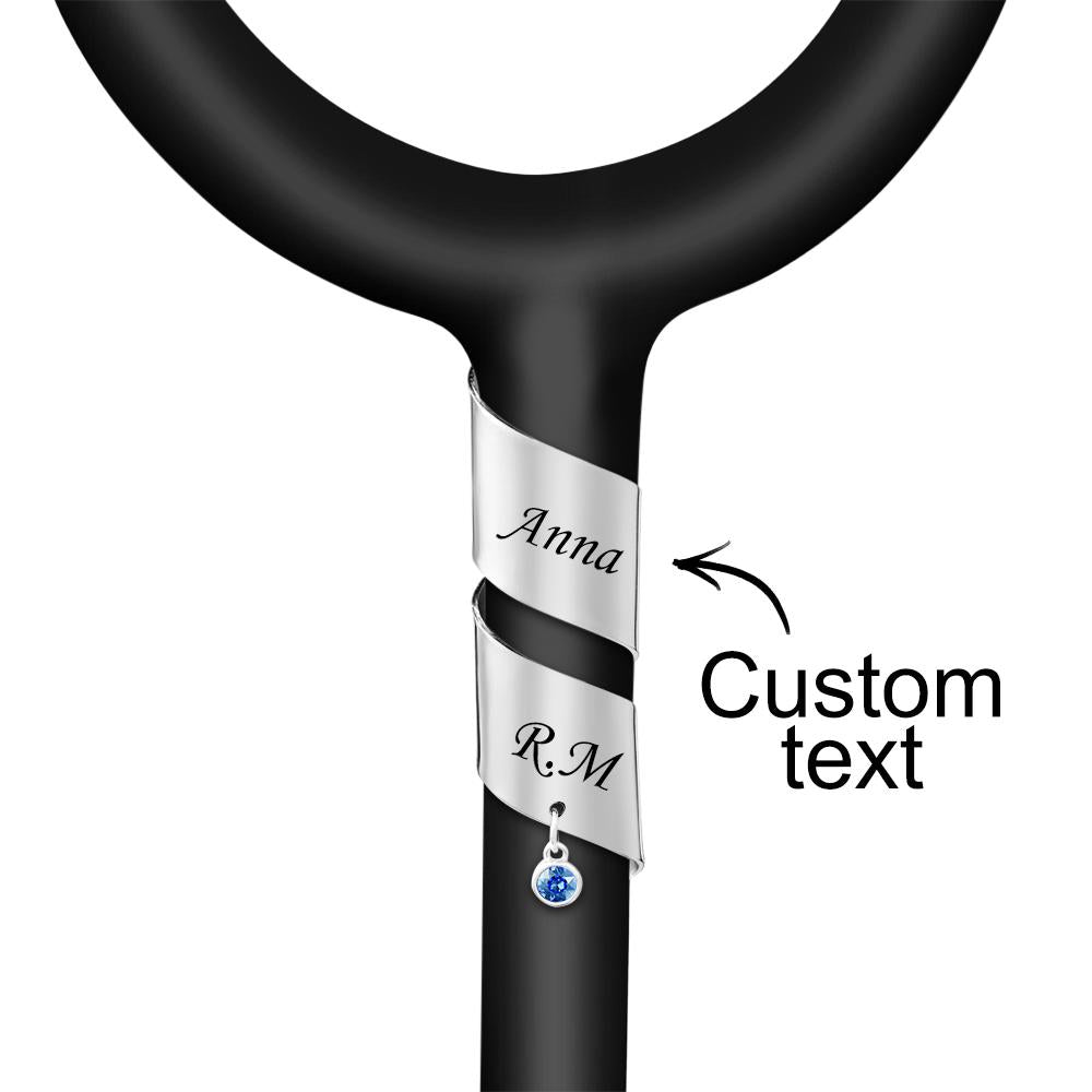 Custom Stethoscope Label Charm With Birthstone Pendant ID Tag Gifts Nurse - soufeeluk