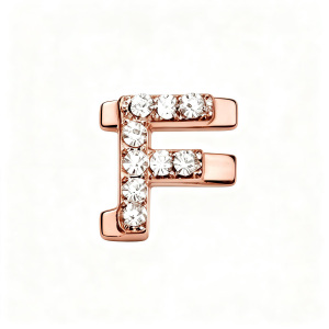 Letter With Diamond F Charm - Rose Gold