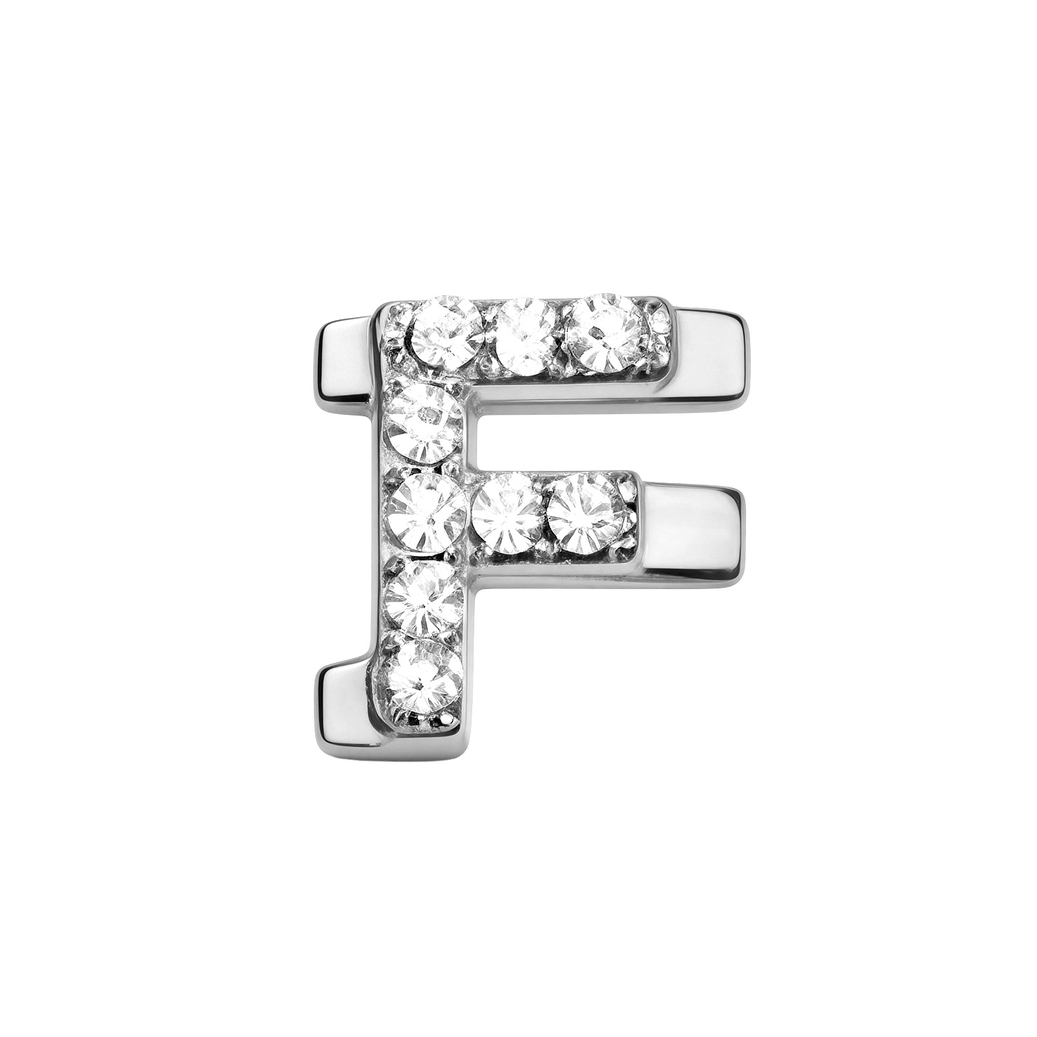 Letter With Diamond F Charm - Silver - soufeeluk